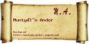 Muntyán Andor névjegykártya